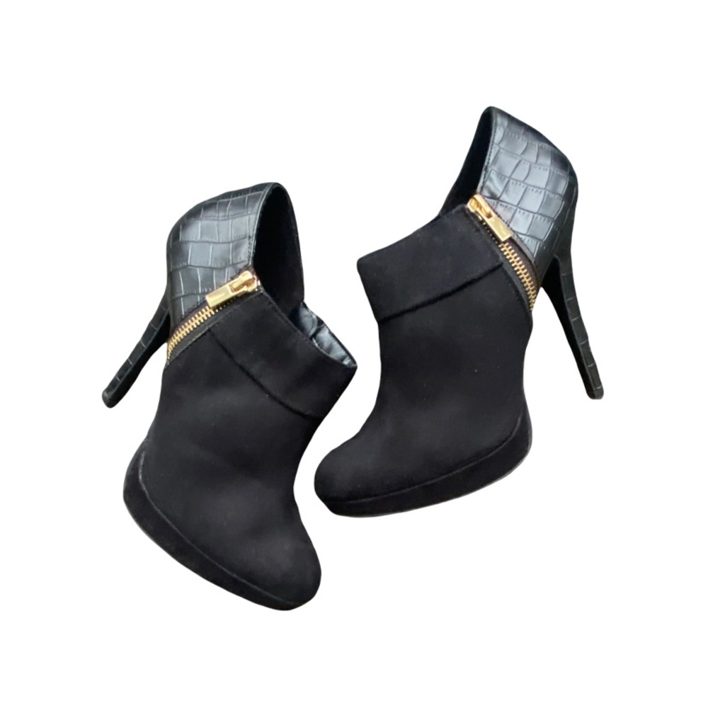 Catwalk Black Suede & Leather Stiletto Boot